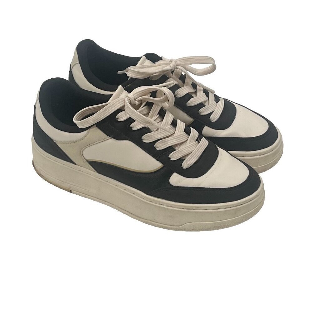 Zara Black White Platform Retro Sneakers Sz 39 Sz 8.5